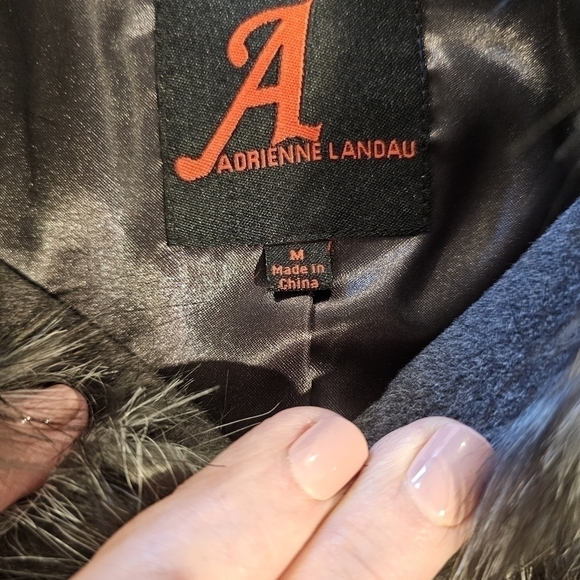 Nwt GRAY A BY ADRIENNE LANDAU QUEENS KIMONO WITH FAUX FUR TRIM MEDIUM - Picture 7 of 14